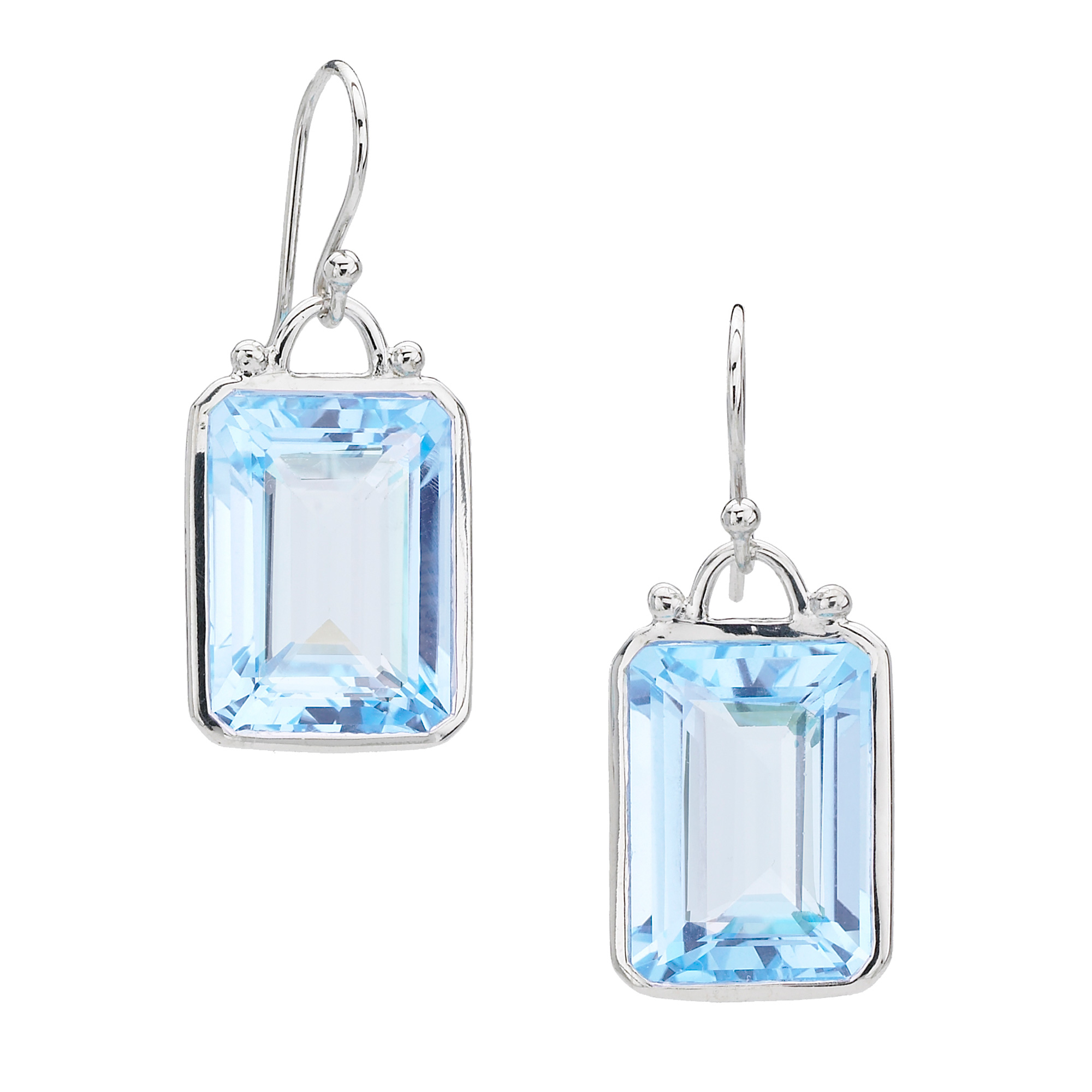 Elizabeth Showers Emerald Cut Blue Topaz Drop Earrings Gump's