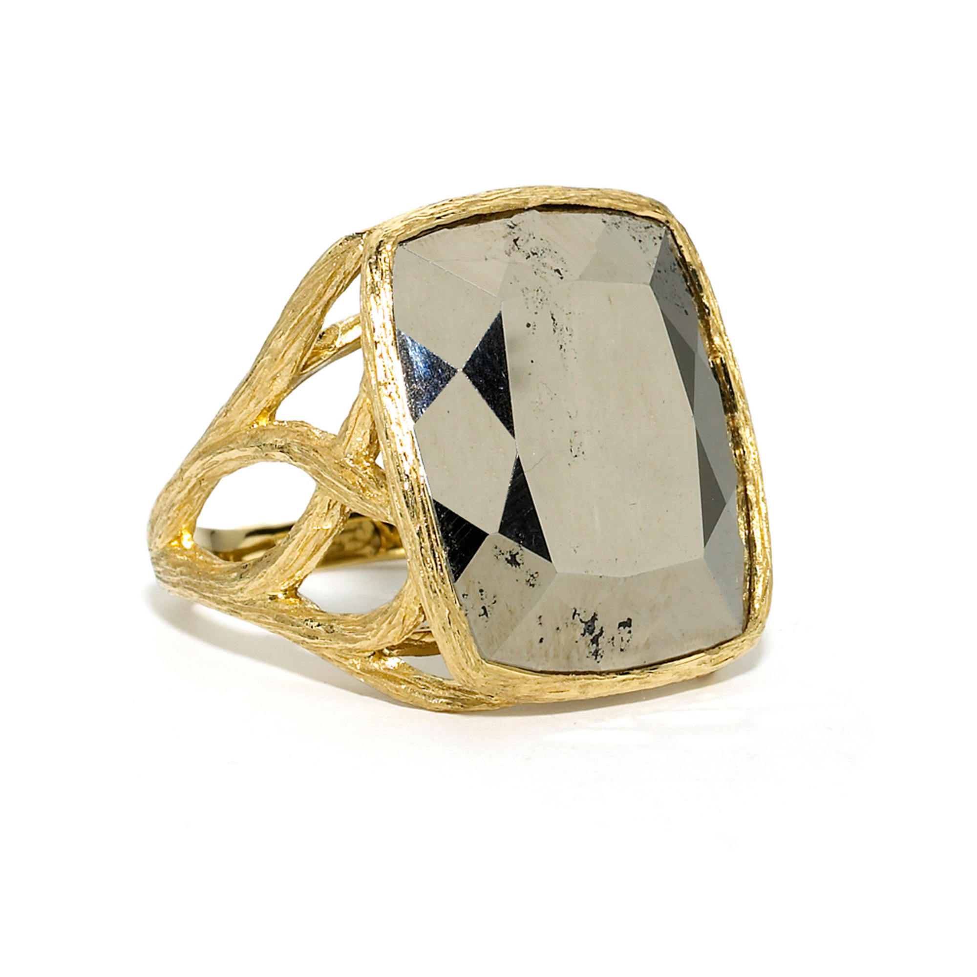 Elizabeth Showers Gold & Pyrite Emerald Cut Ring Gump's