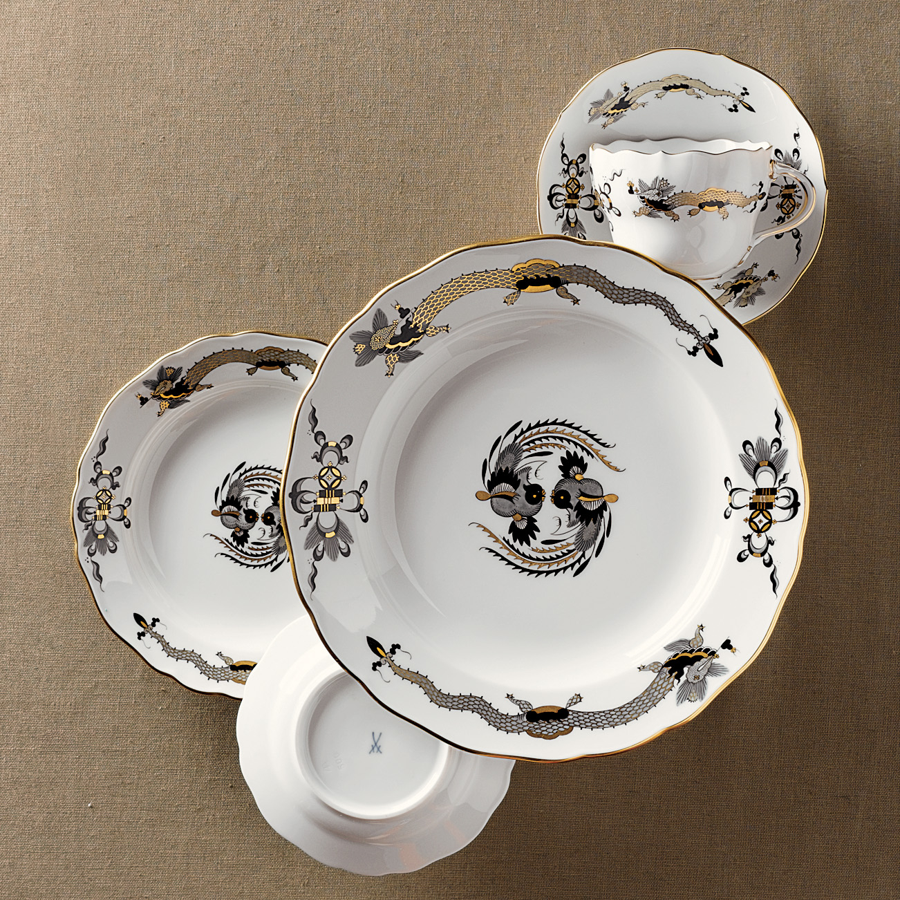 Meissen Black Court Dragon Dinnerware Gump's