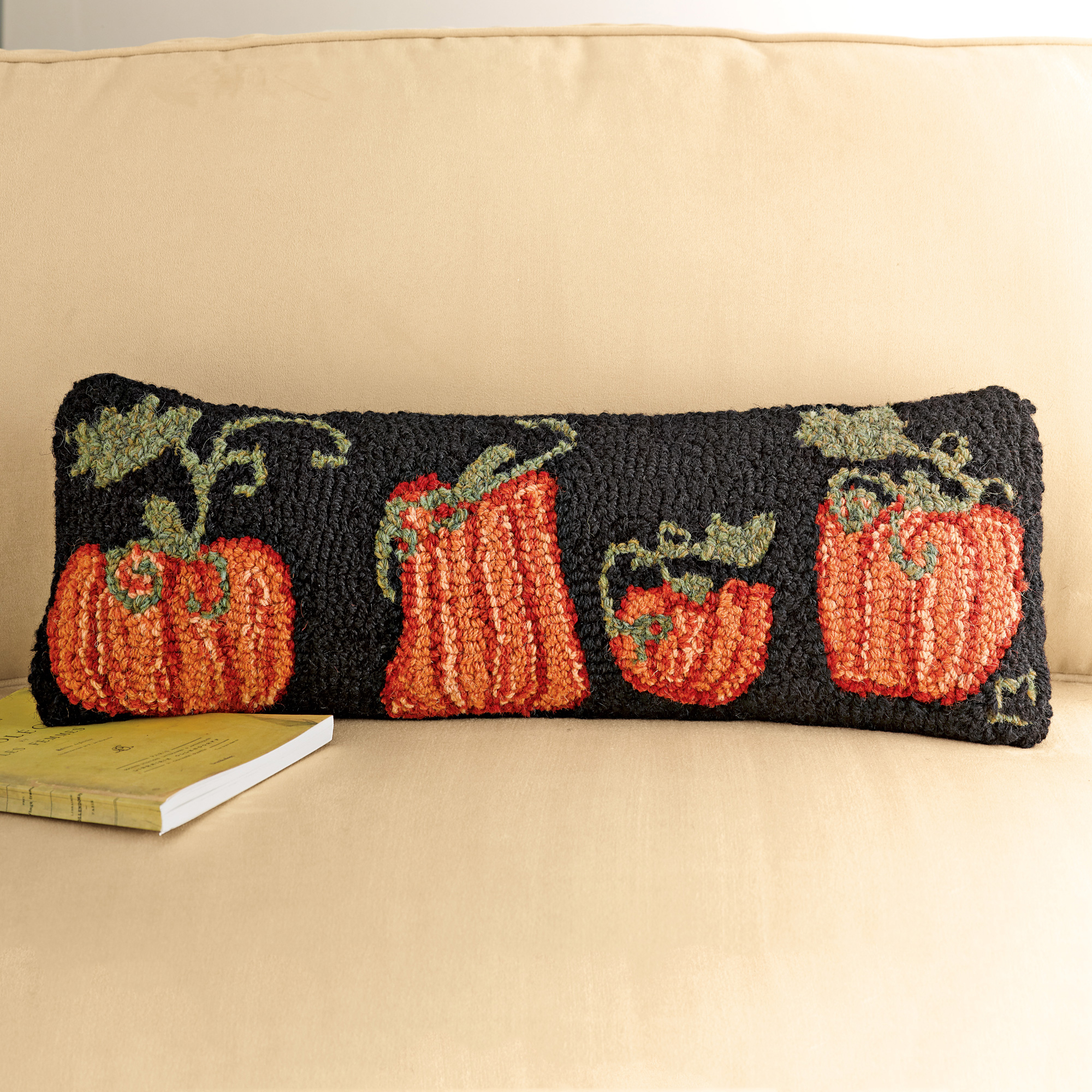 Pumpkin Patch Hooked Pillow Gump's