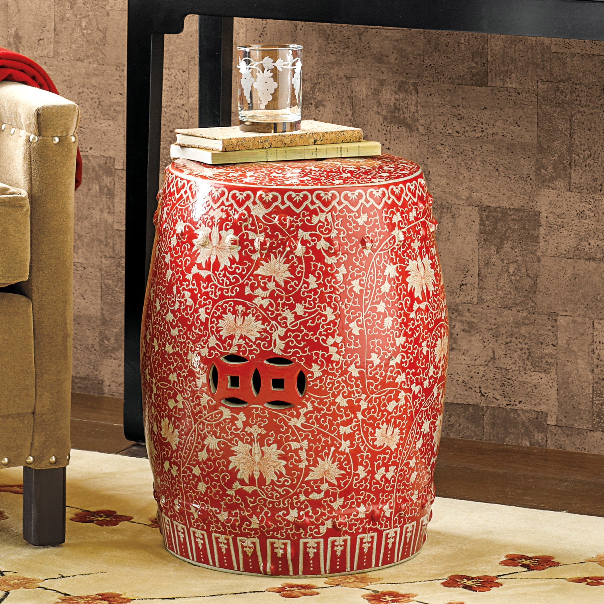 Red & White Garden Stool Gump's