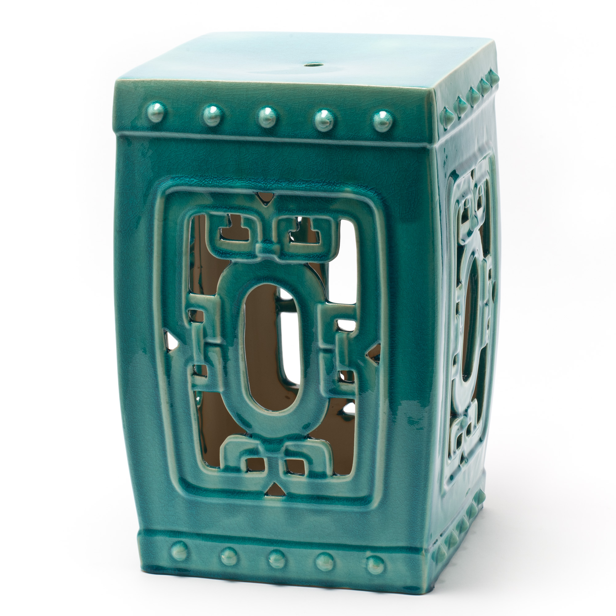 Turquoise Openwork Square Garden Stool Gump's