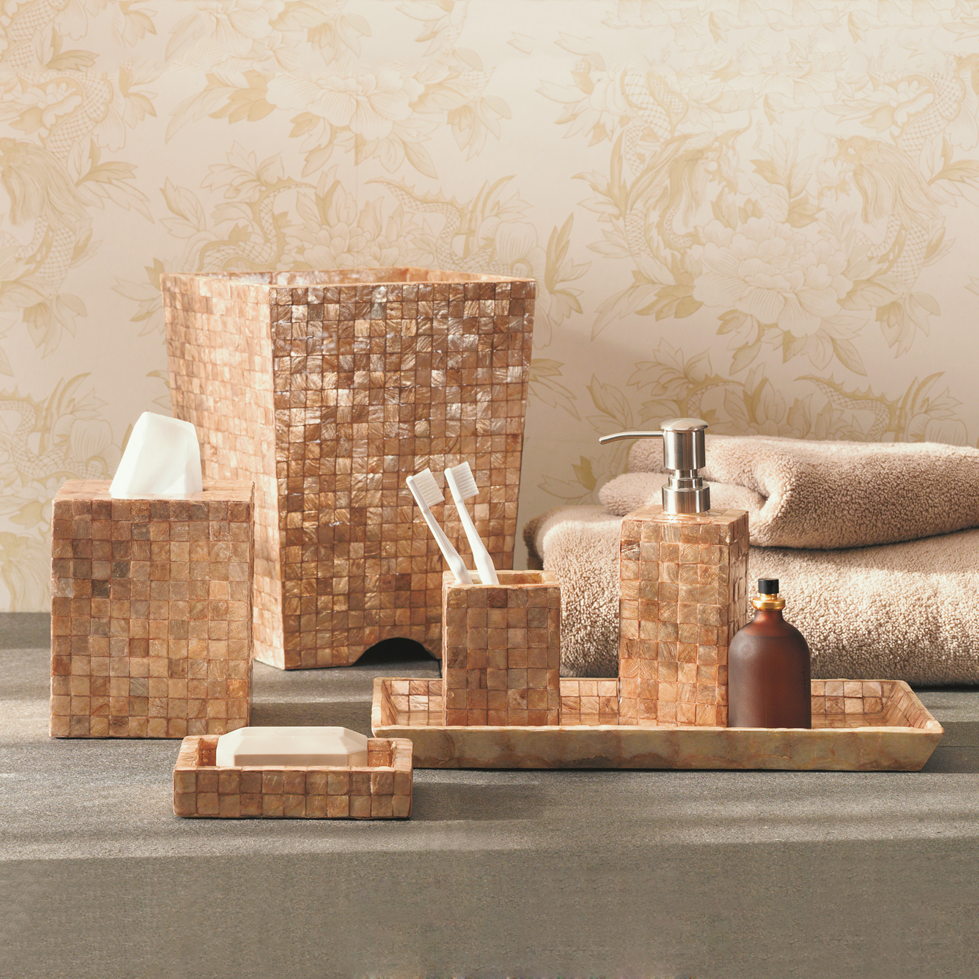 Taupe Capiz Bath Accessories Gump's