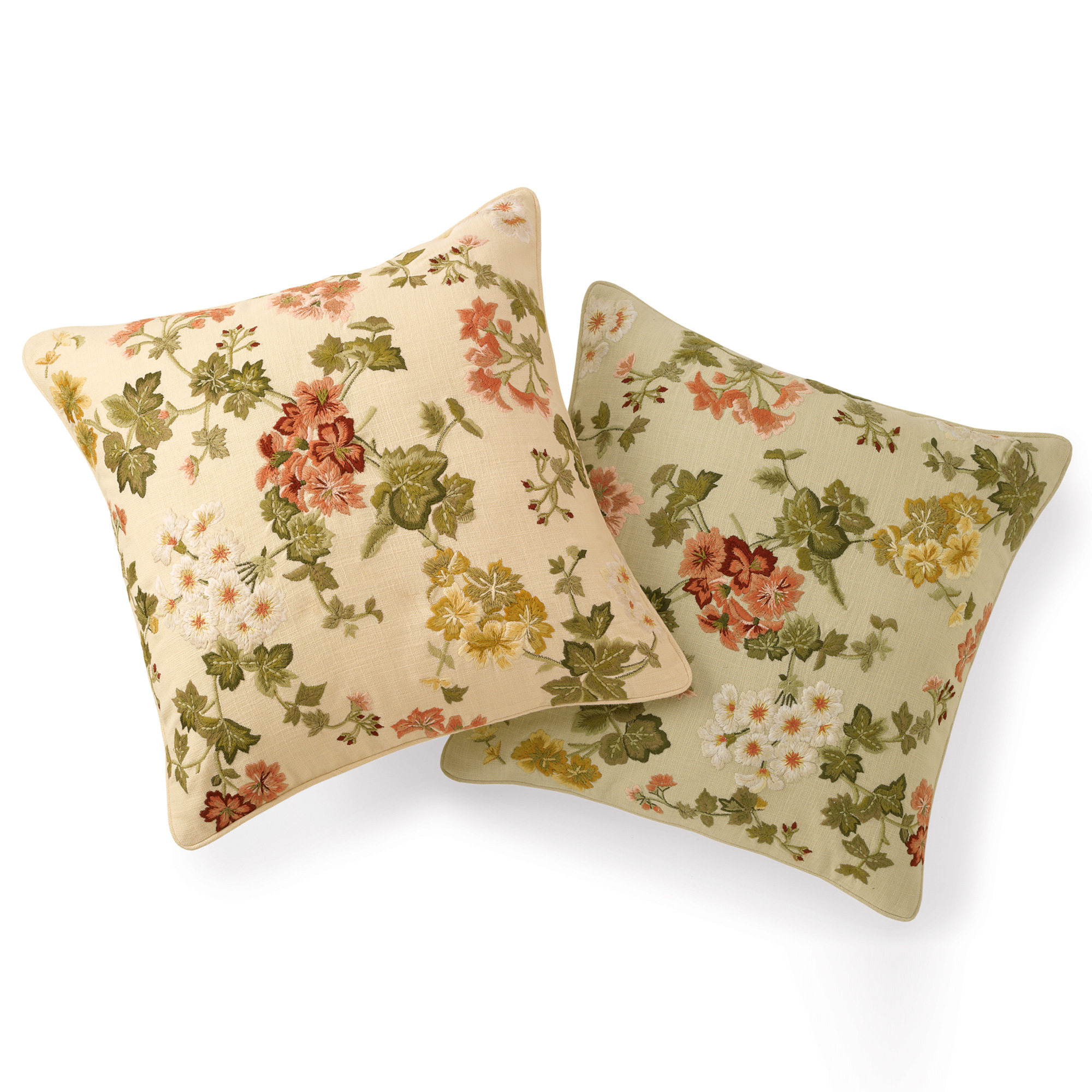 Embroidered Geranium Pillows Gump's