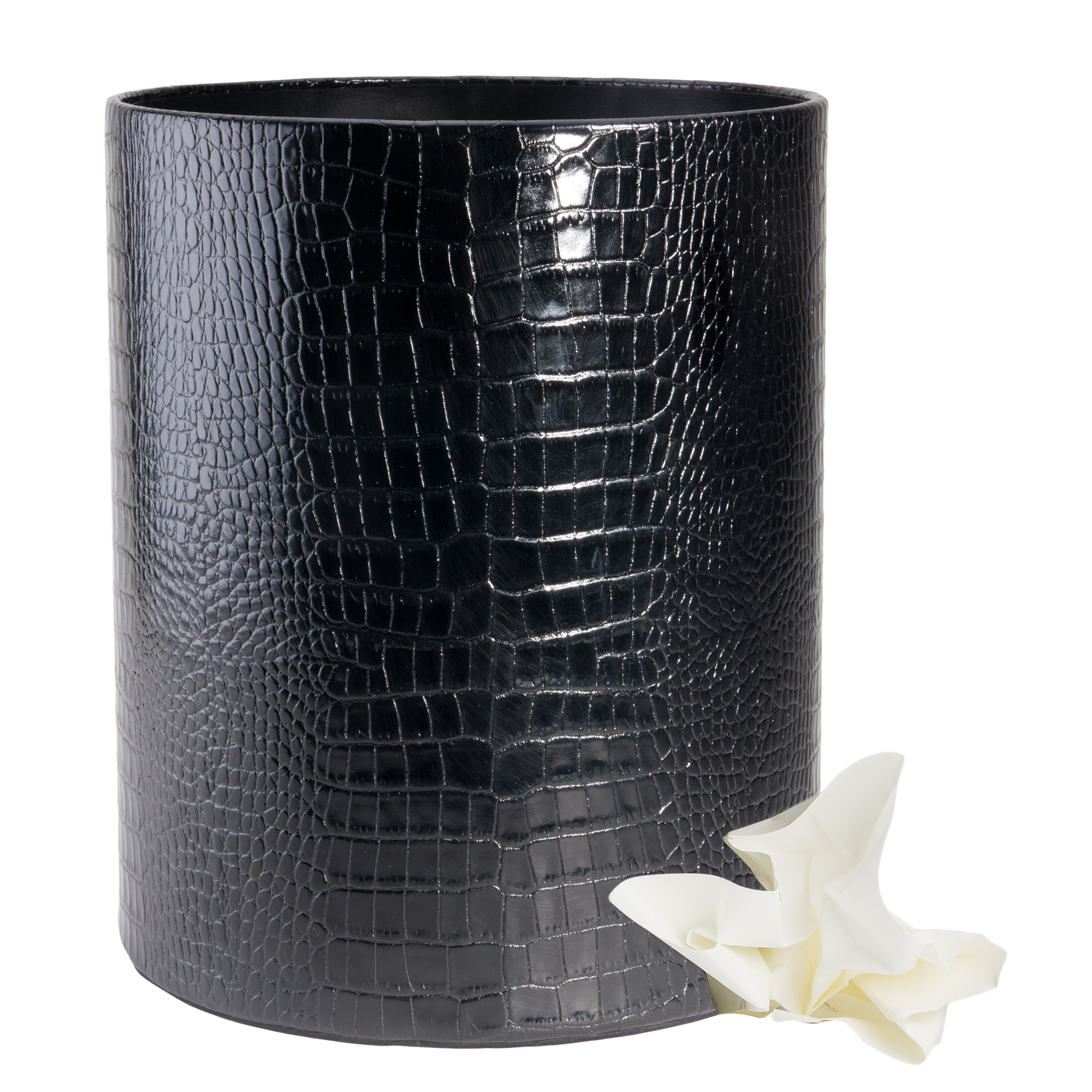 Graphic Image Croc Embossed Leather Waste Basket Gump's