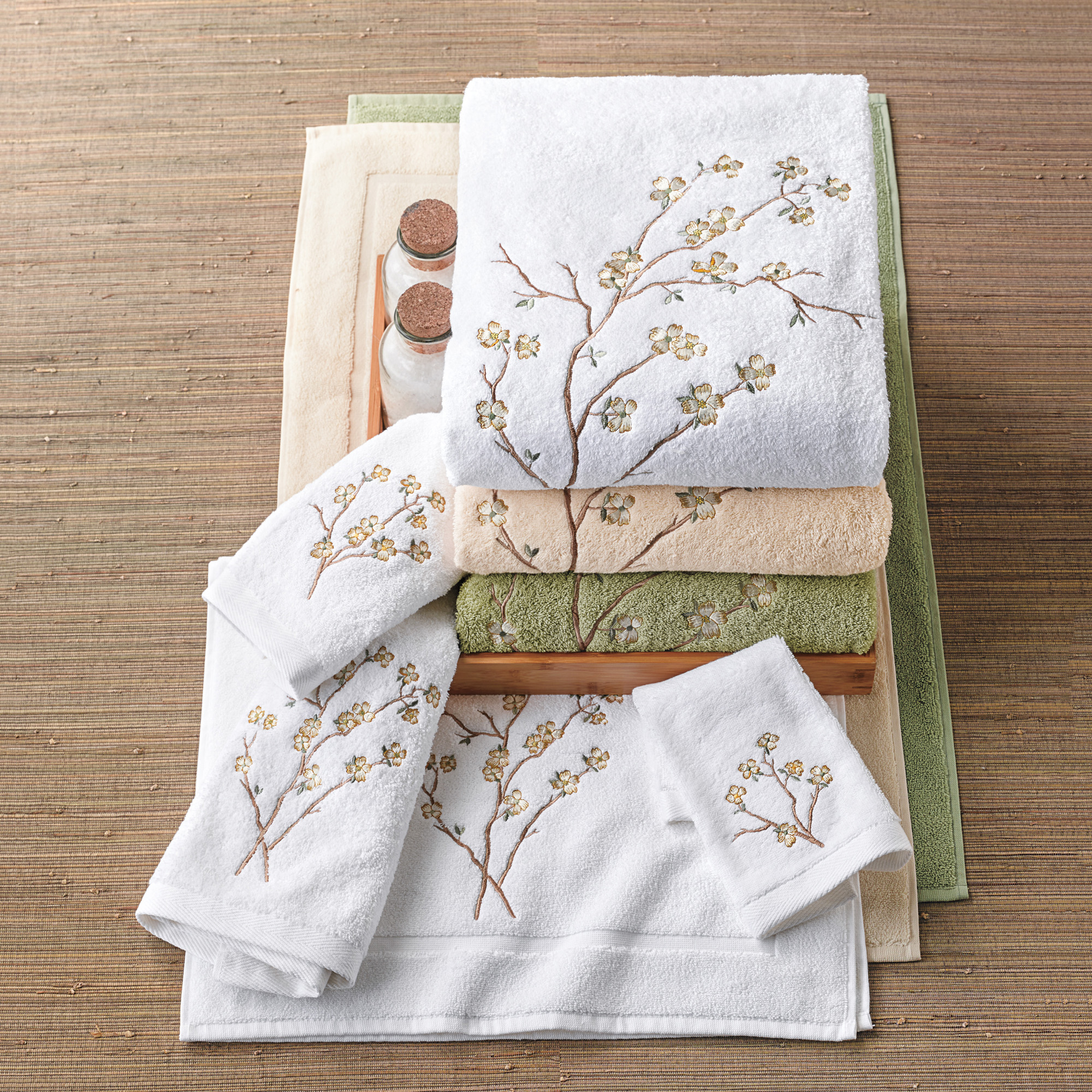Dogwood Embroidered Bath Mat Gump's