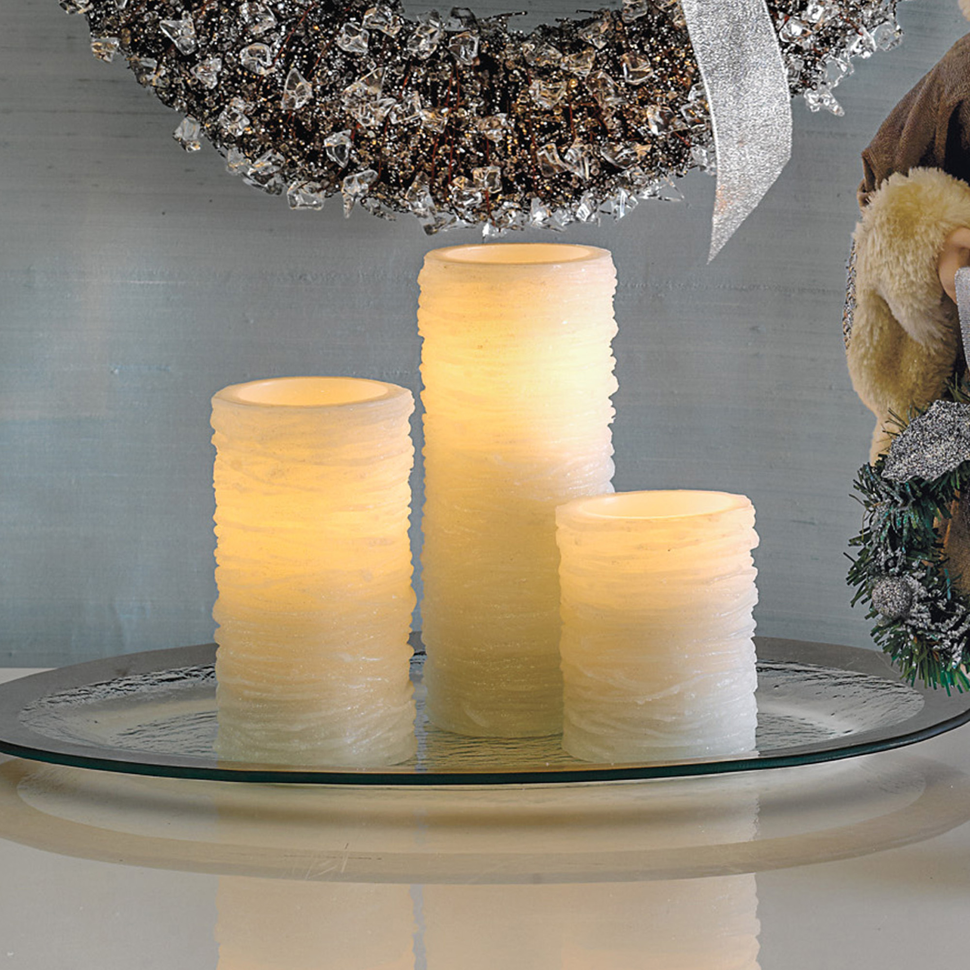 White Glitter Flameless Candles Gump's