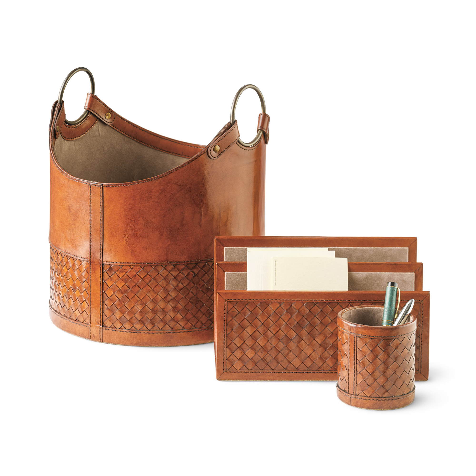 Woven Leather Desk Accessories Gump's