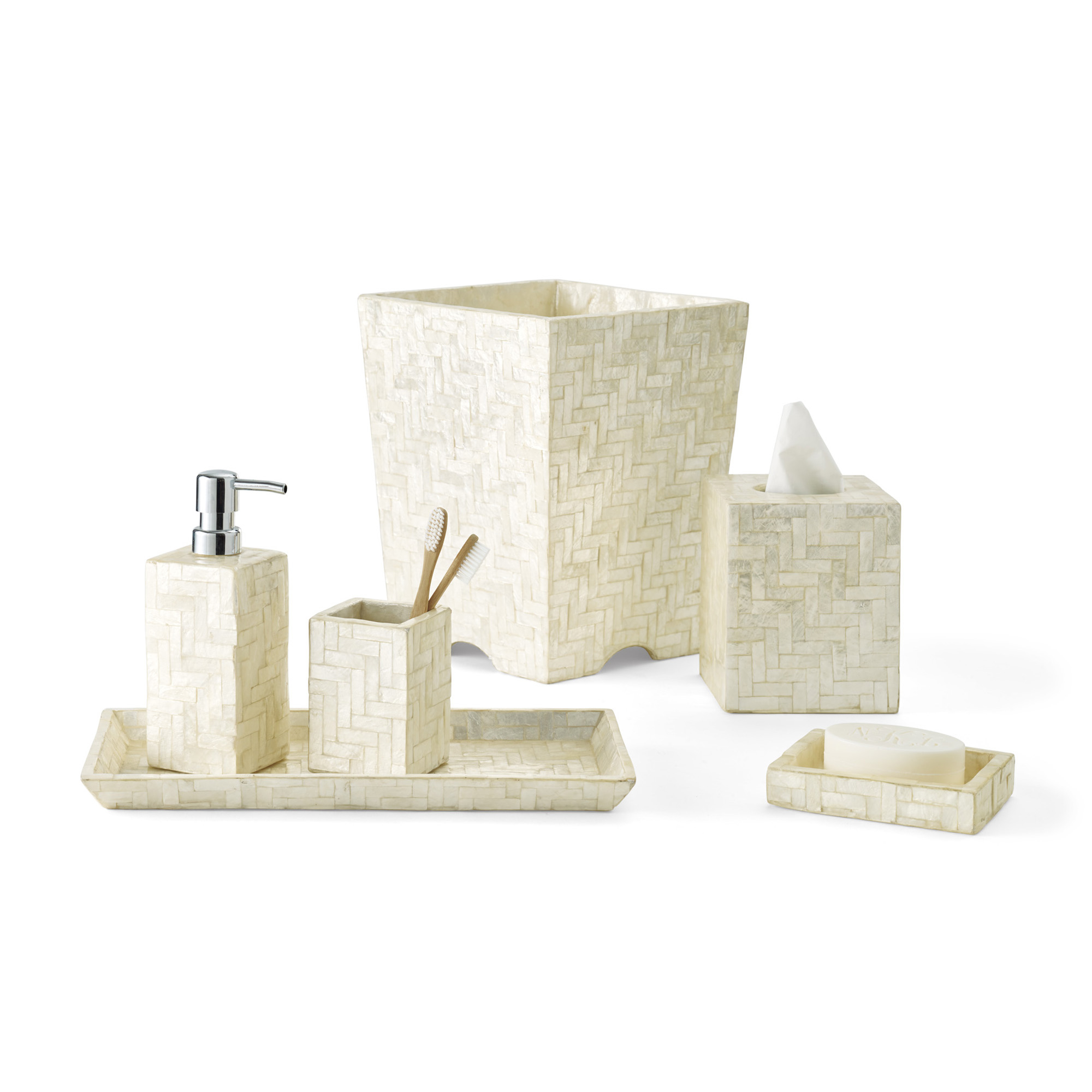Herringbone Capiz Shell Bath Accessories, Ivory Gump's