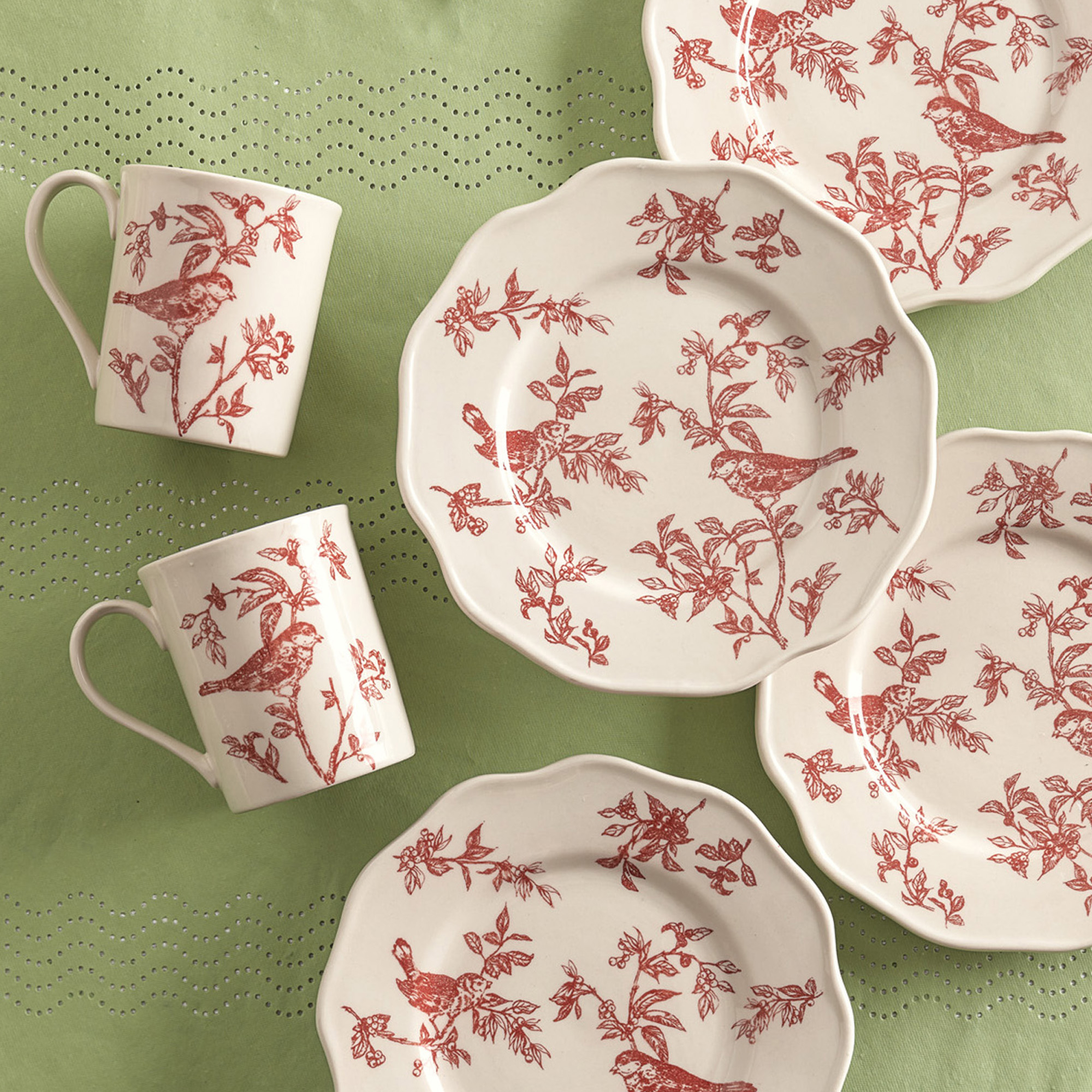 Red Toile Dessert Plates, Set of 4 Gump's