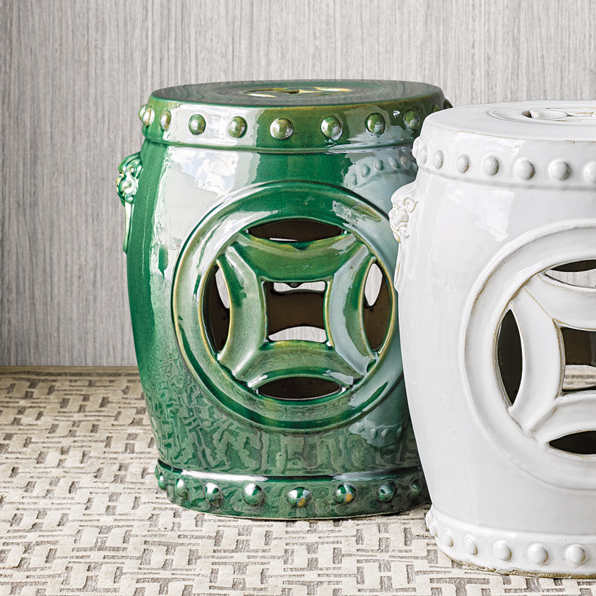 Dynasty Foo Dog Garden Stool, Green Gump's