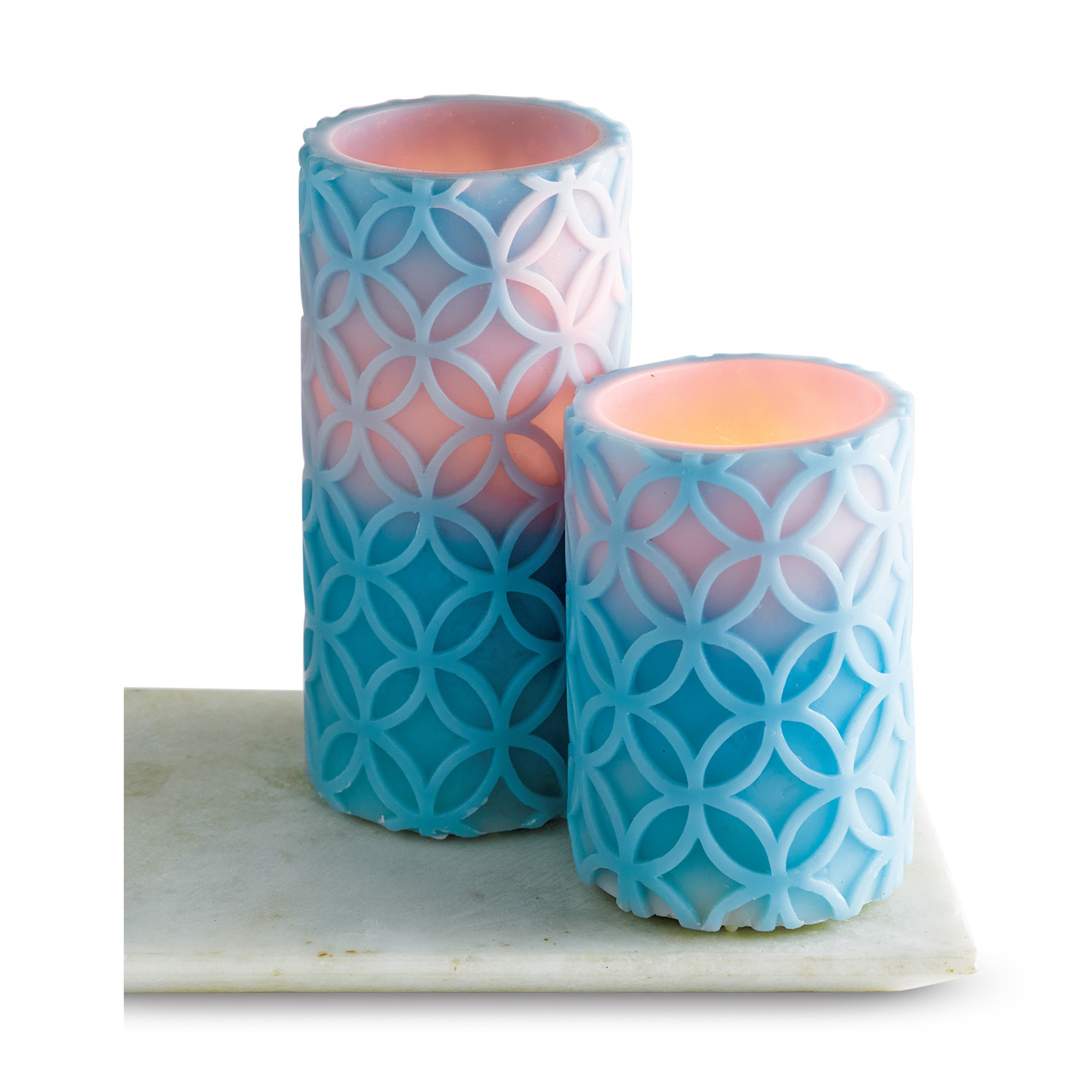 Blue Medallion Flameless Candles Gump's