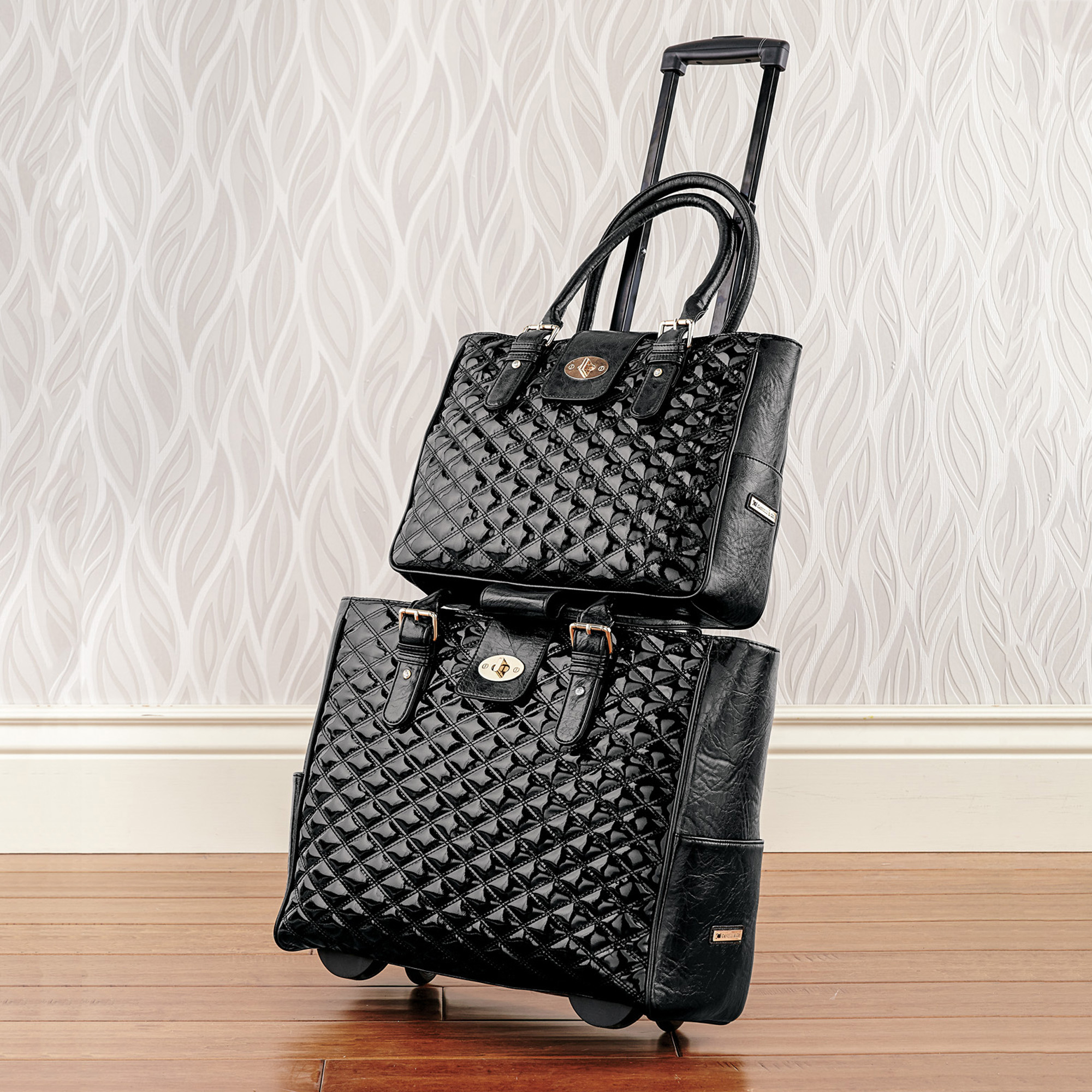 Diamond Patent Leather Rolling Bags Gump's