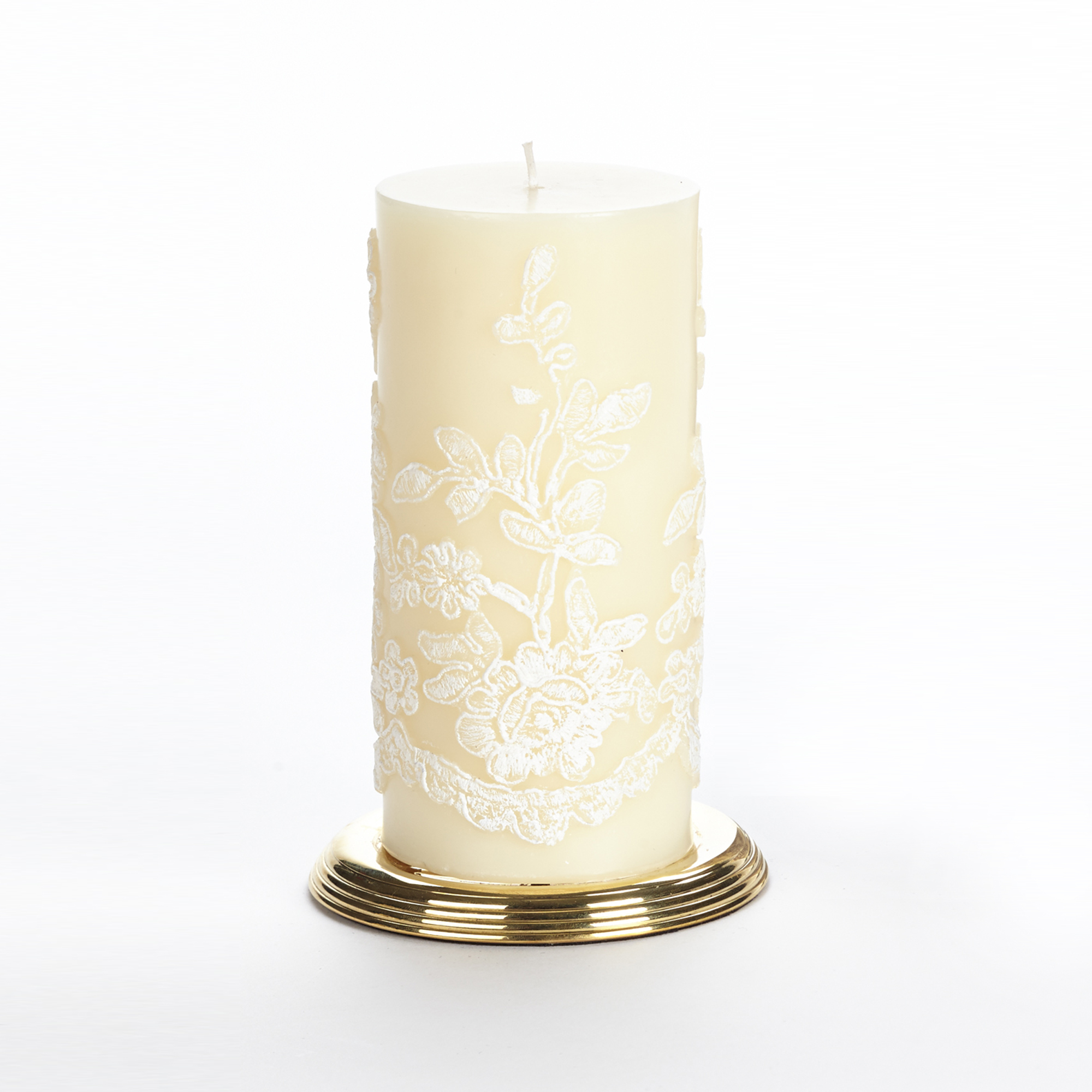 Et Al Designs Lace Pillar Candle, White Gump's
