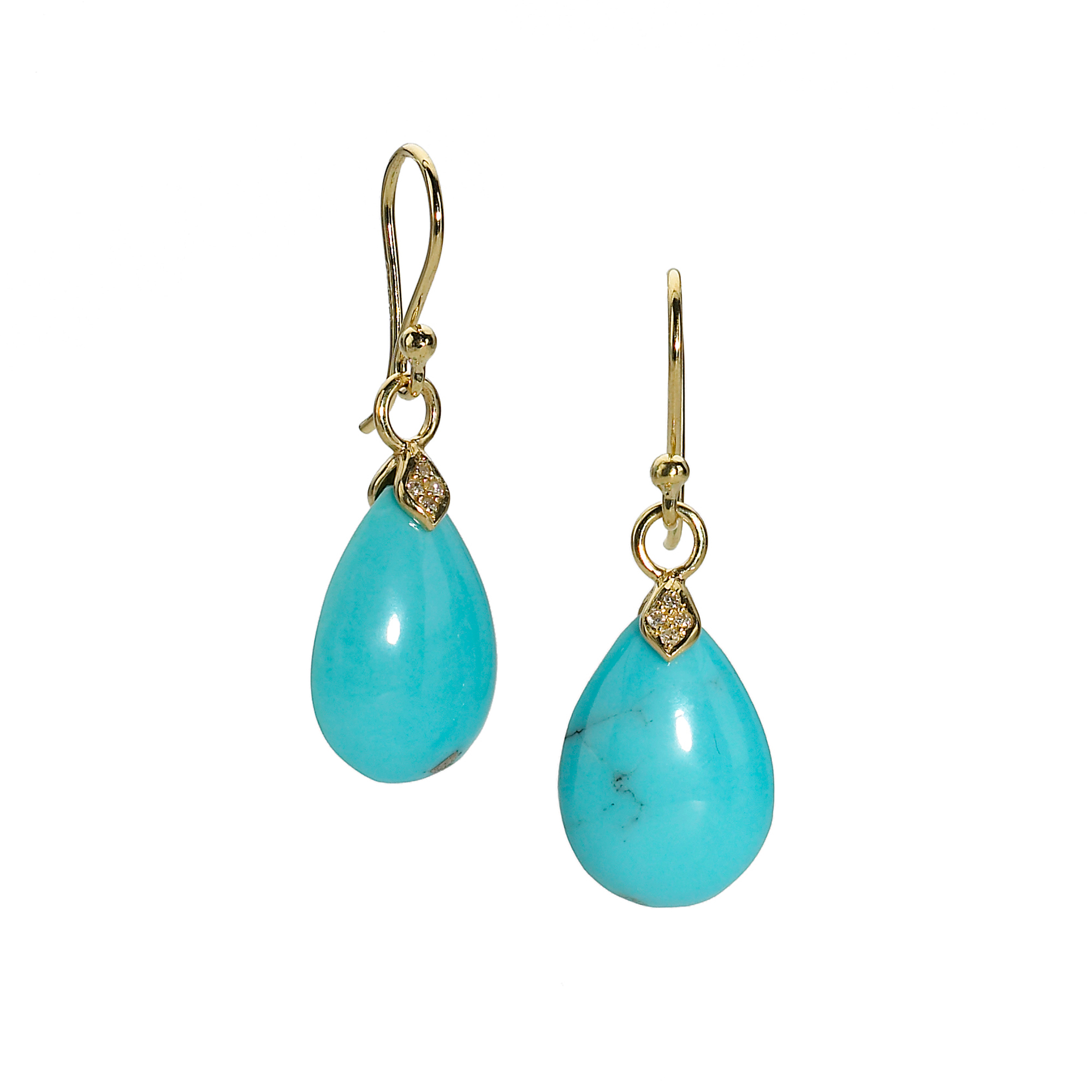 Elizabeth Showers Small Gold, Turquoise & Diamond Eliza Earrings Gump's