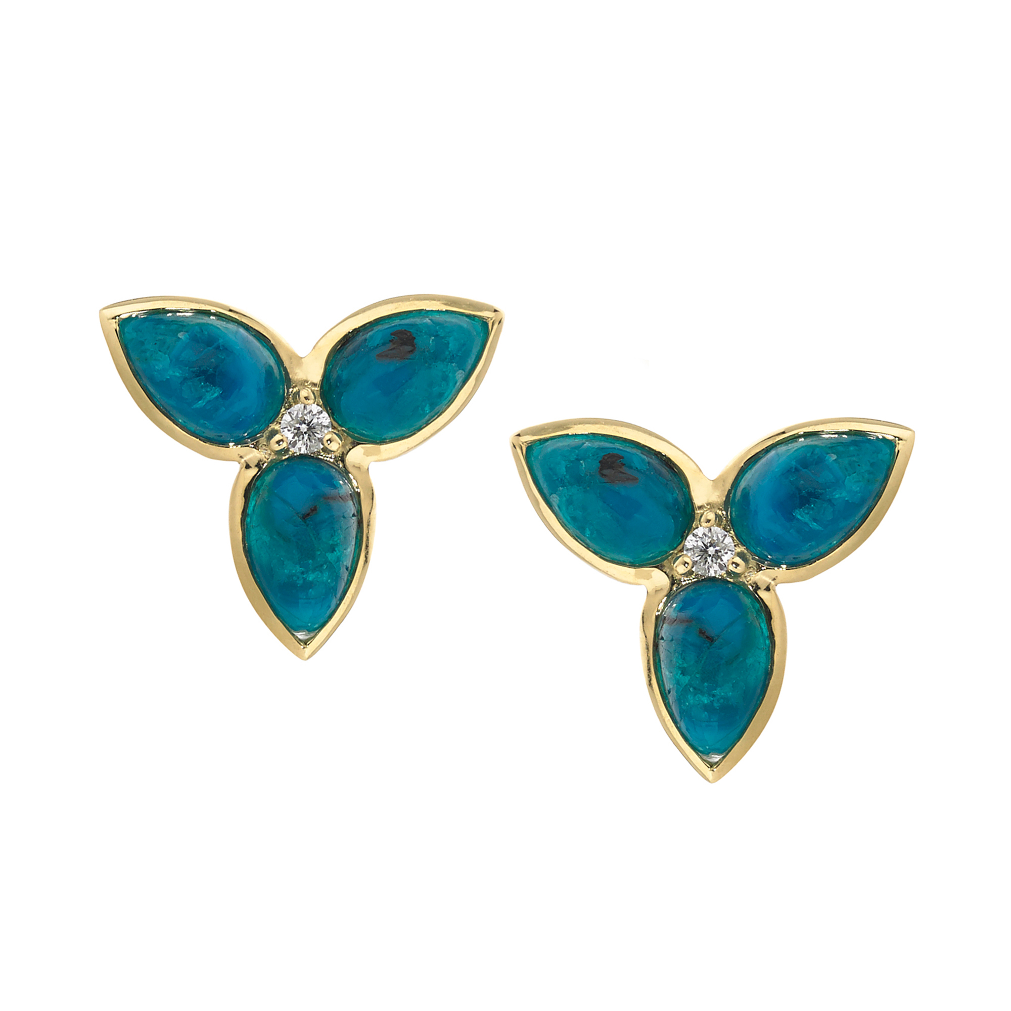 Elizabeth Showers Chrysacolla & Diamond Mini Mariposa Earrings Gump's