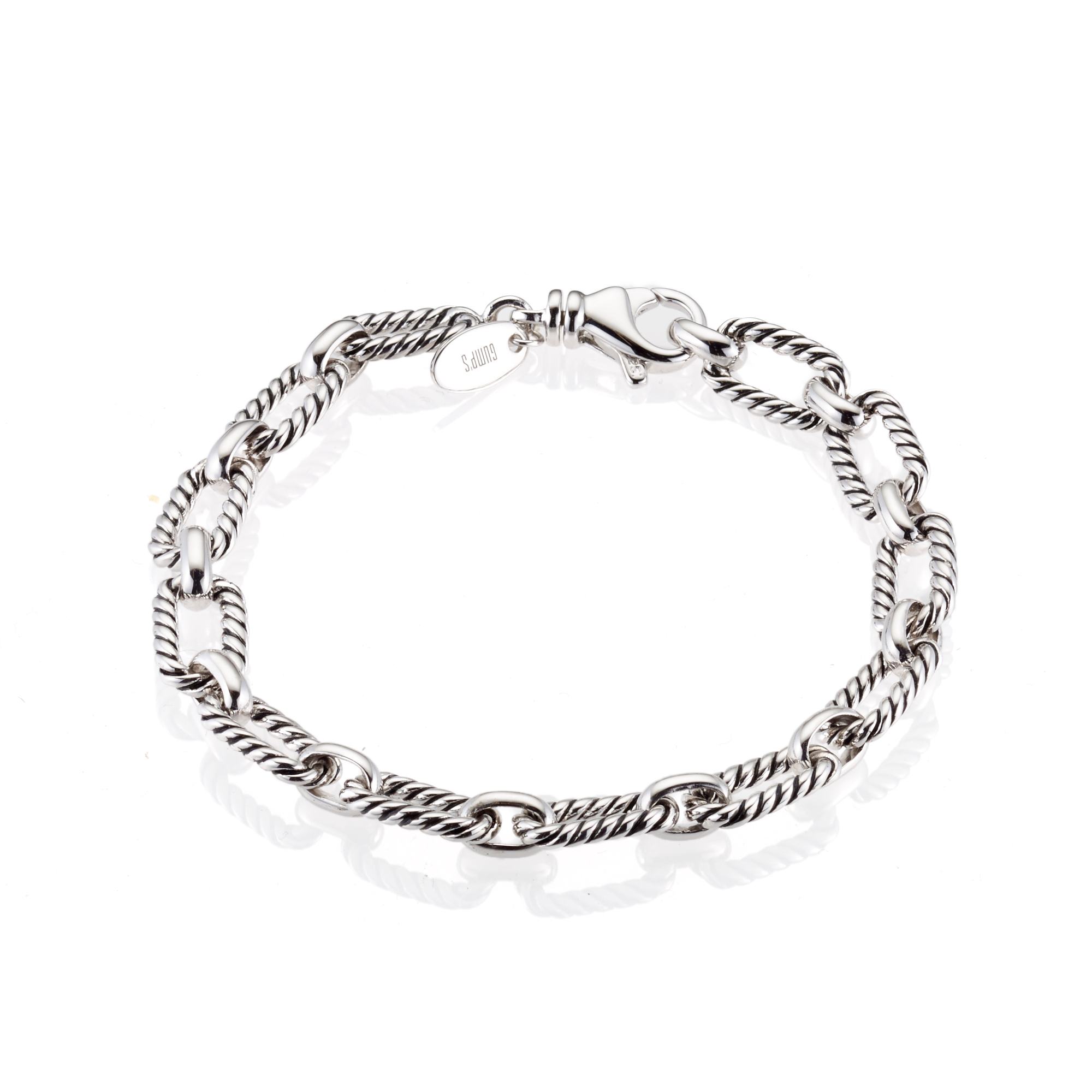 Sterling Silver Rectangular Rope Twist Link Bracelet Gump's