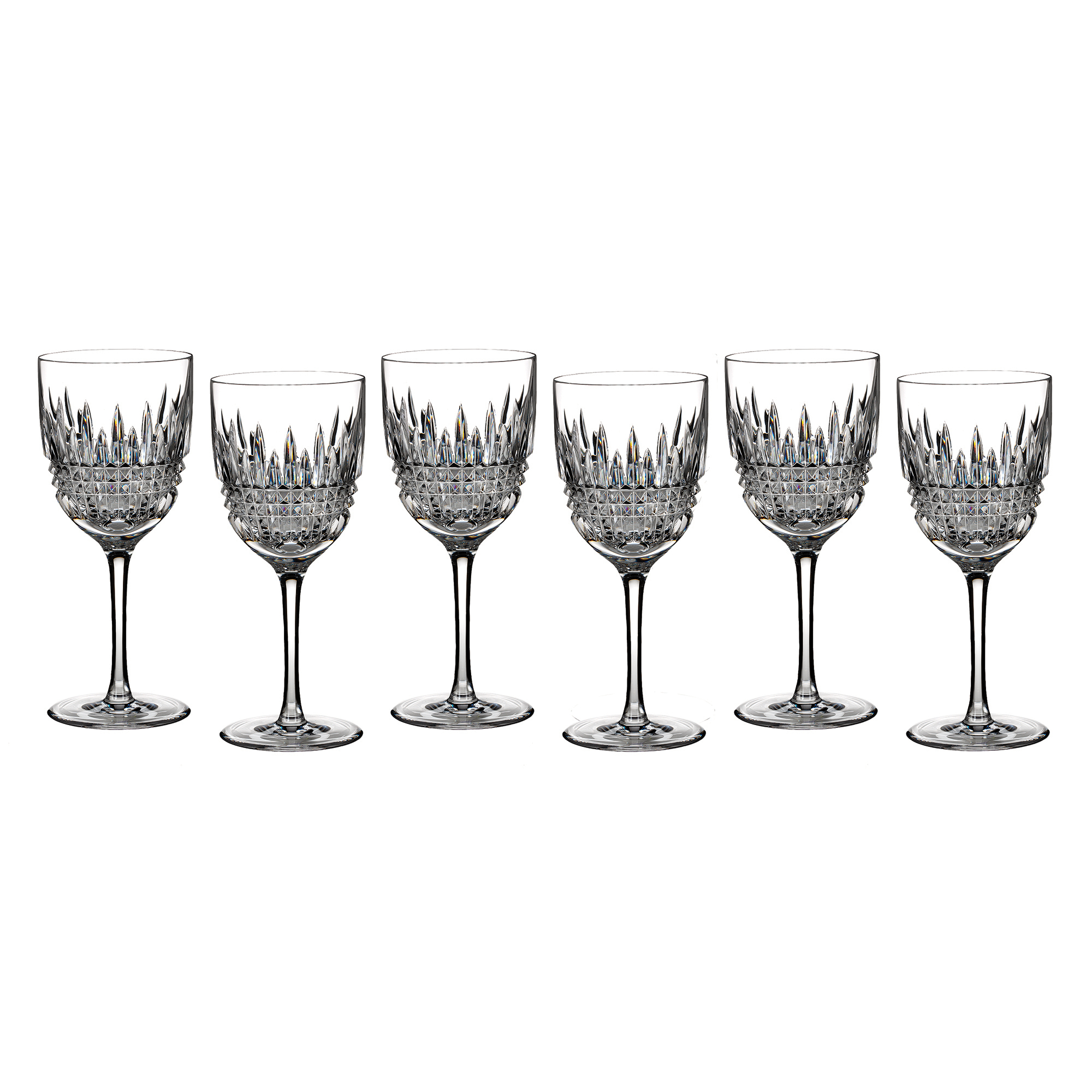 Waterford Lismore Diamond White Wine Glasses, Set of 6 Gump's