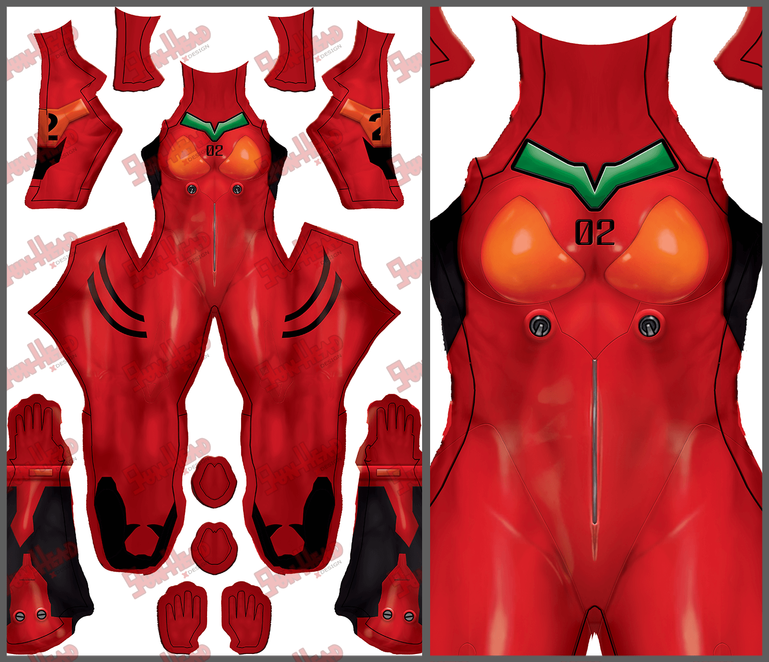 Asuka Plugsuit Pattern Gun Head Design