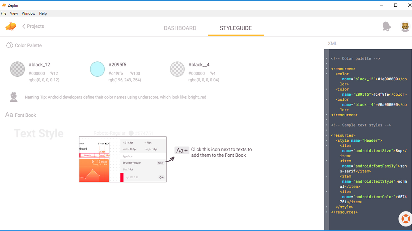Zeplin Generating Style Guides
