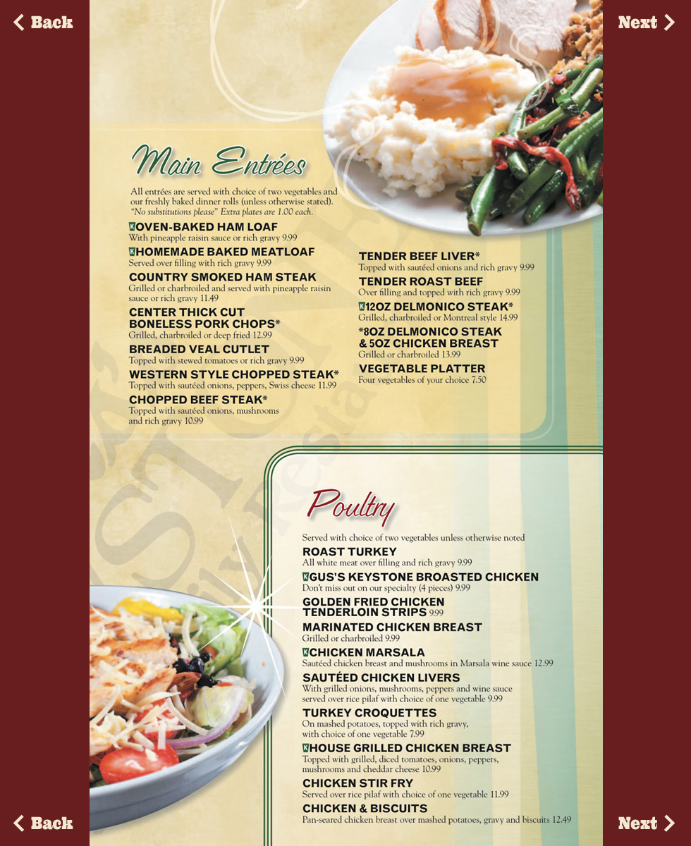 Our Menu Gus's Keystone Restaurant