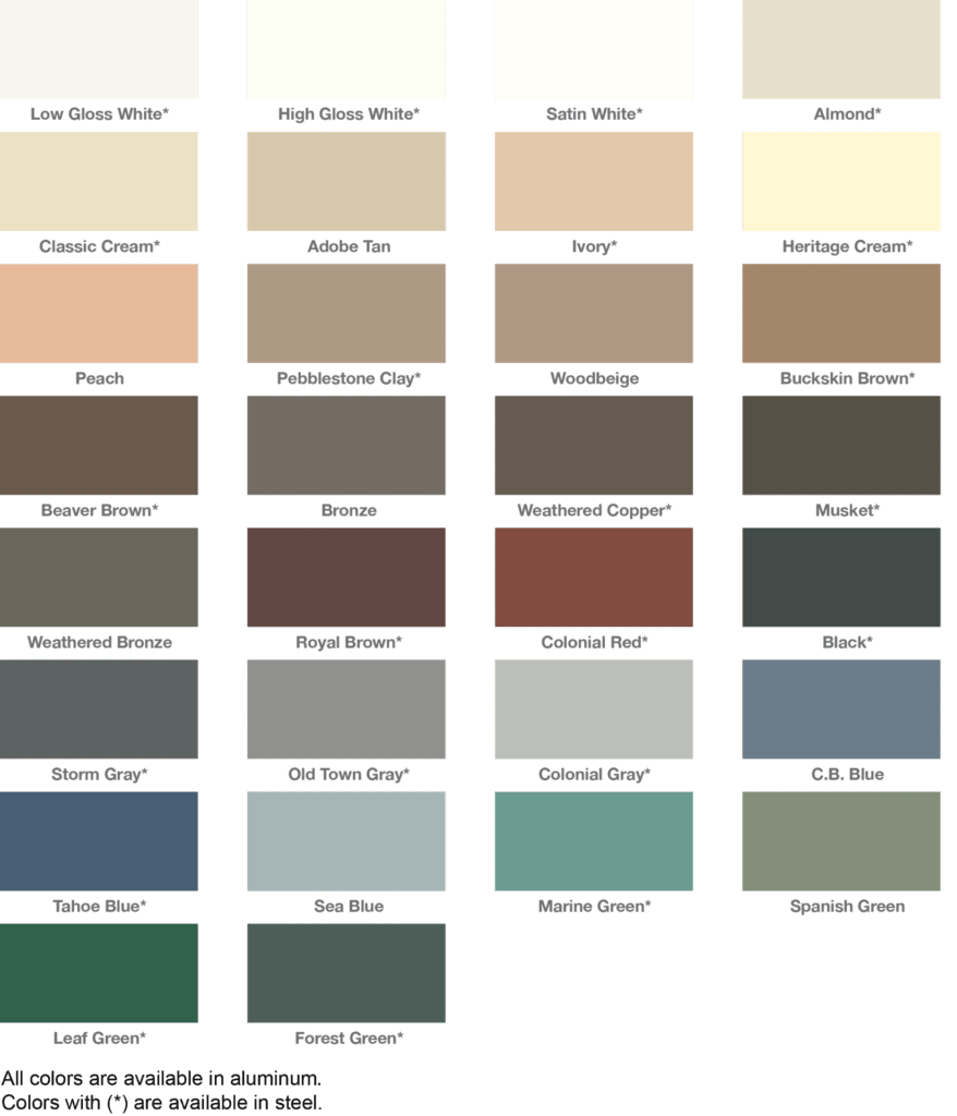 Gutter Color Chart Gutterman Enterprises Color Options