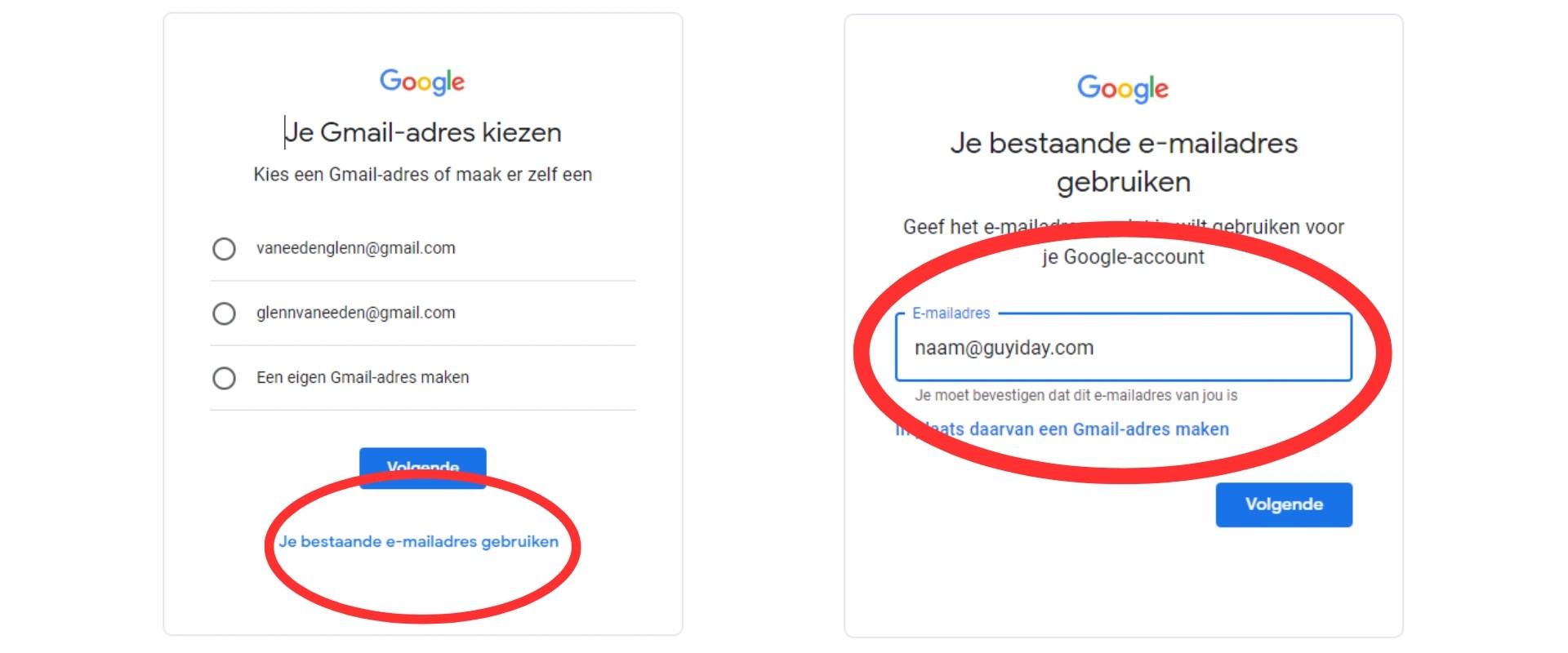 Google account aanmaken zonder Gmail stap voor stap uitleg Guyiday