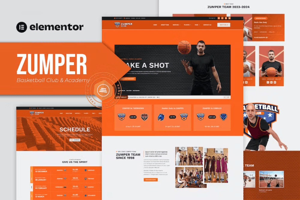Zumper Basketball Club & Academy Elementor Template Kit