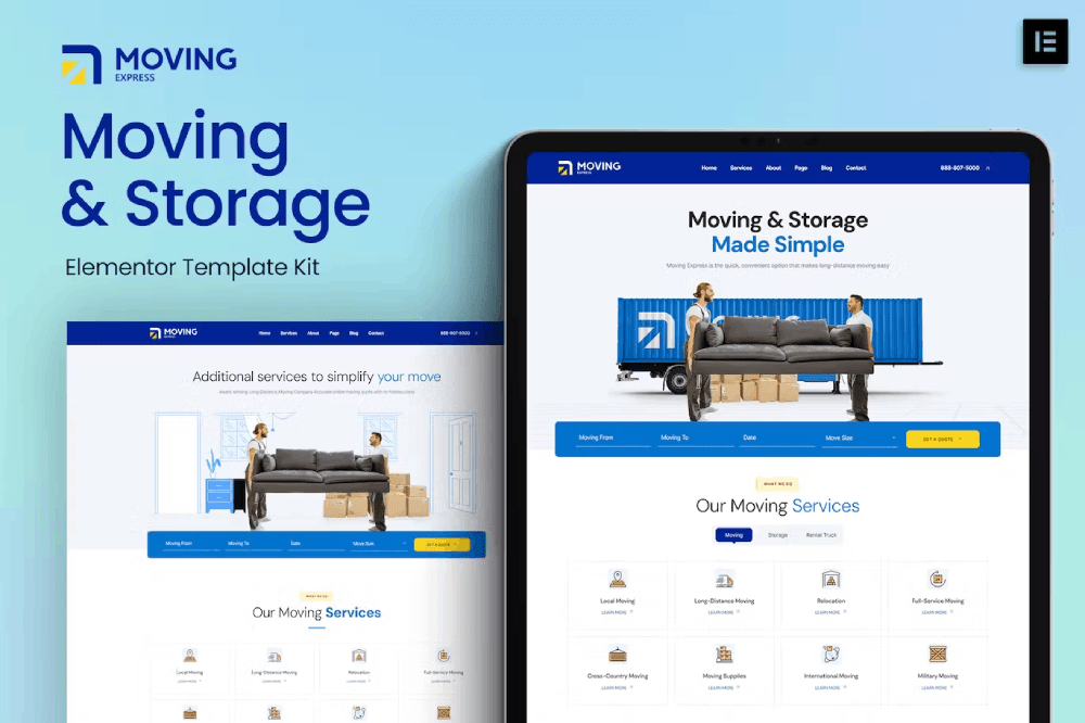 MovingExpress Moving & Storage Company Elementor Template Kit