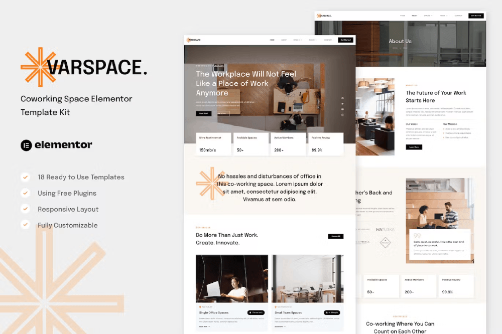 Varspace Coworking Space Elementor Template Kit