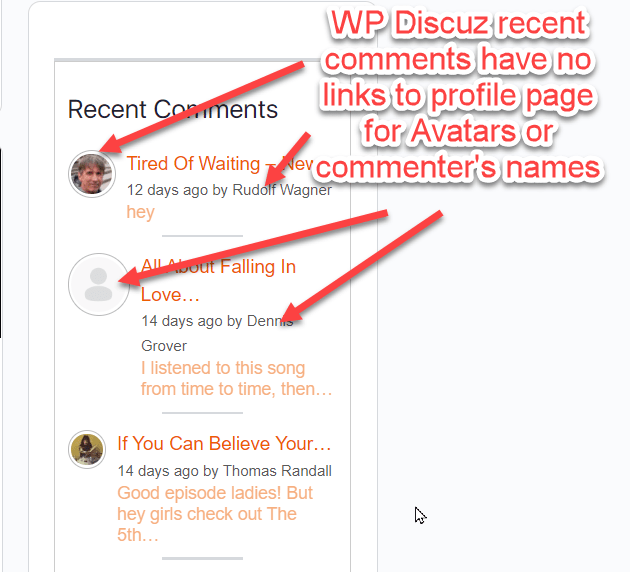 Is there a sidebar widget of recent comments compatible with Buddyboss