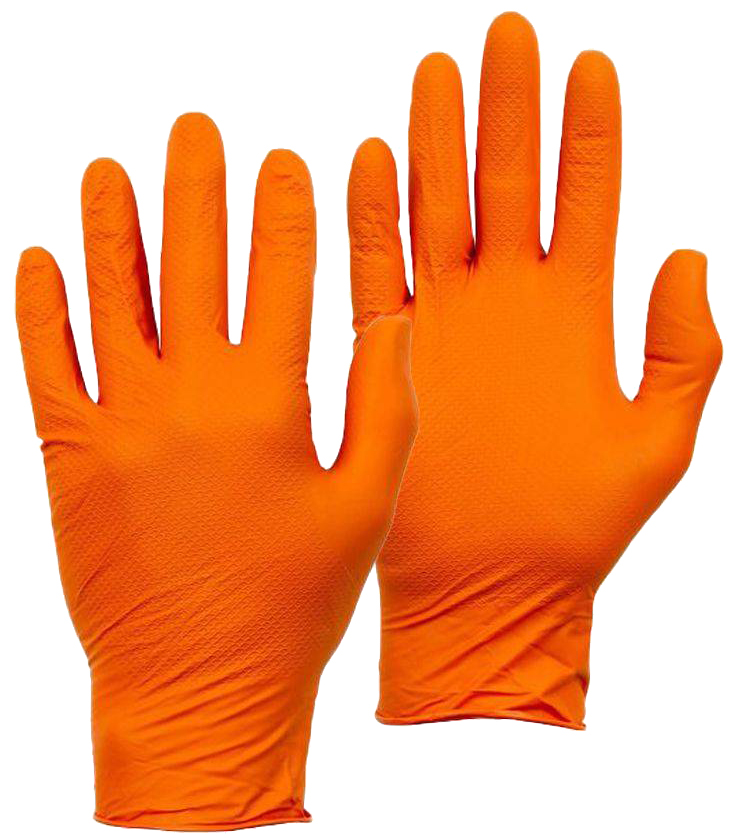 17424 Gloves Nitrile Diamond Grip Orange Size XL 100pcs