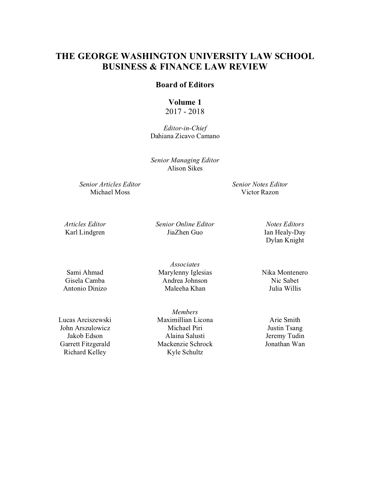 masthead Business & Finance Law Review
