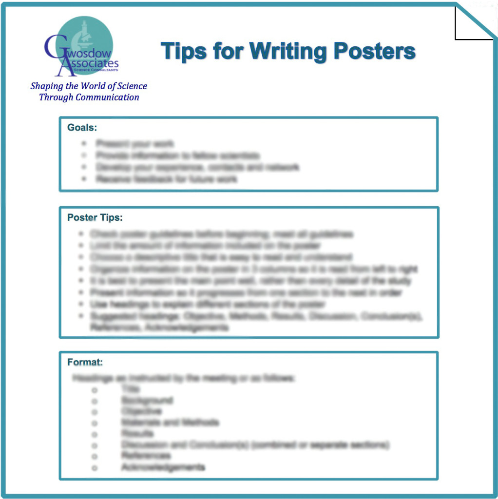 Tips for Writing Posters PDF Gwosdow Associates Science Consultants