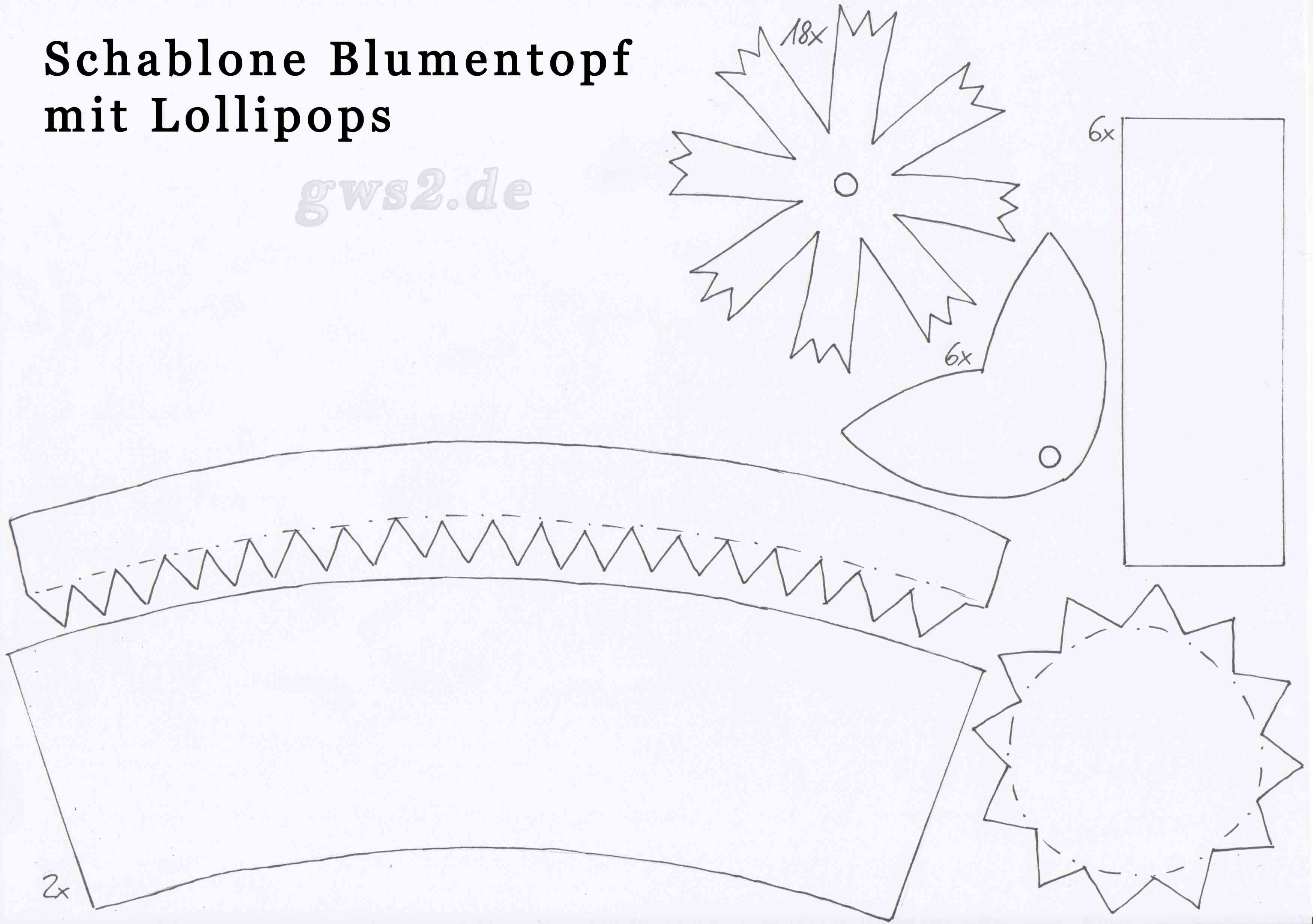 Süße Tischdeko basteln Lutscher im Blumentopf