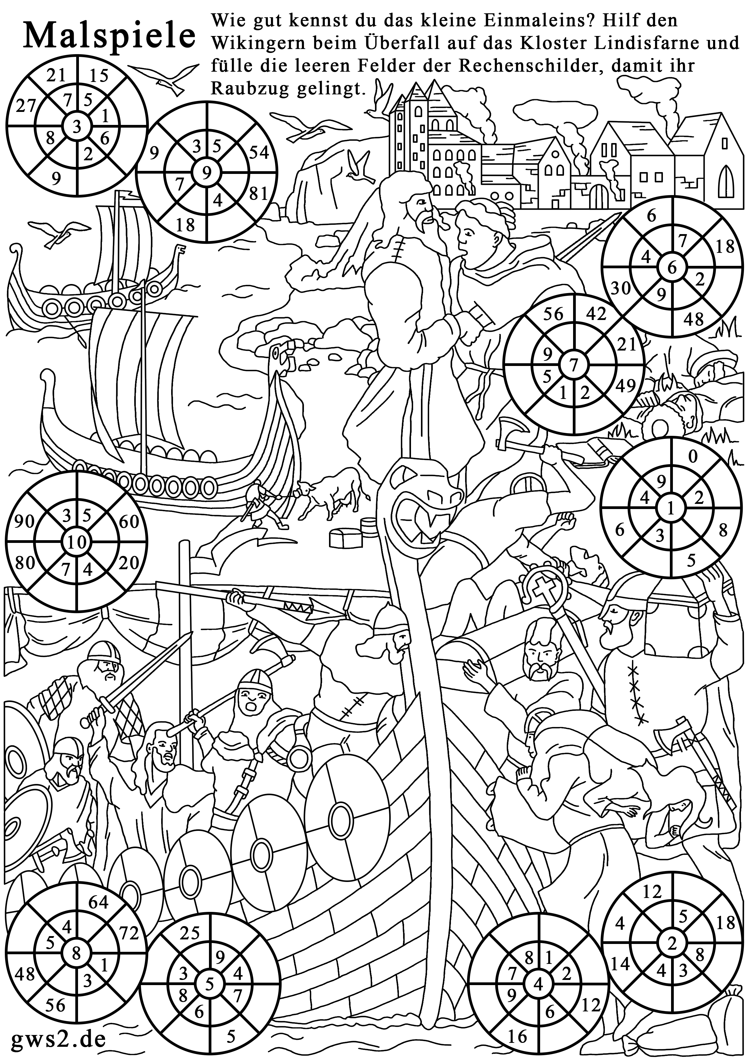 Wikinger ausmalen Arbeitsblätter für Geschichte Rätselspiele