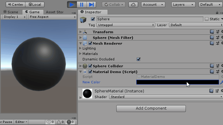 Change Material and its properties at runtime Unity Tutorial