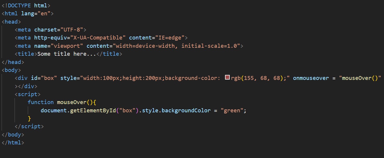 Onmouseover event in javascript