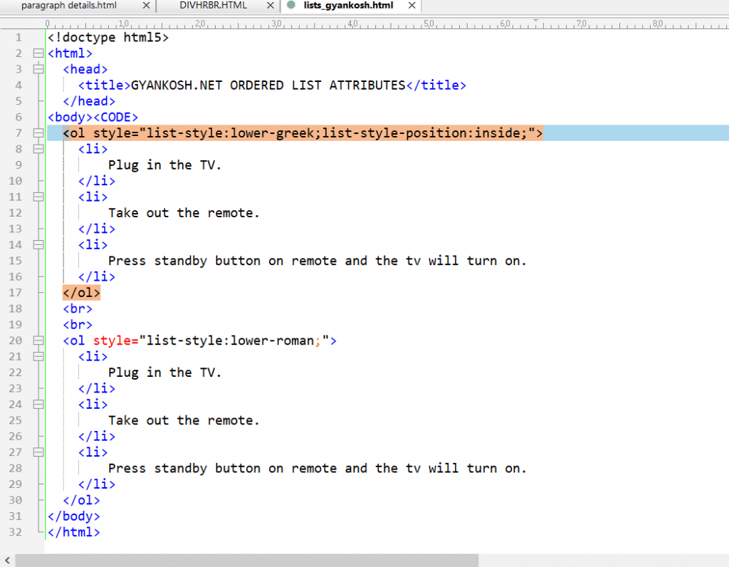Learn complete information about ORDERED LIST in HTML