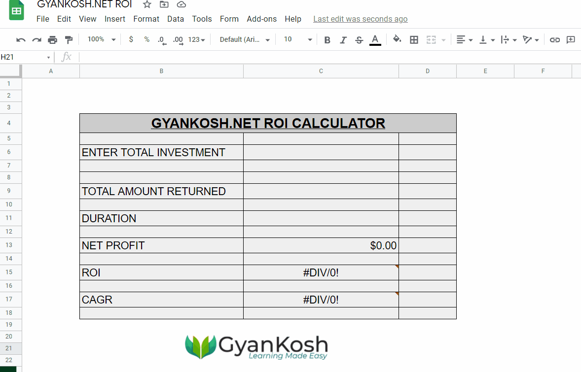 How to calculate CAGR in Google Sheets With Template