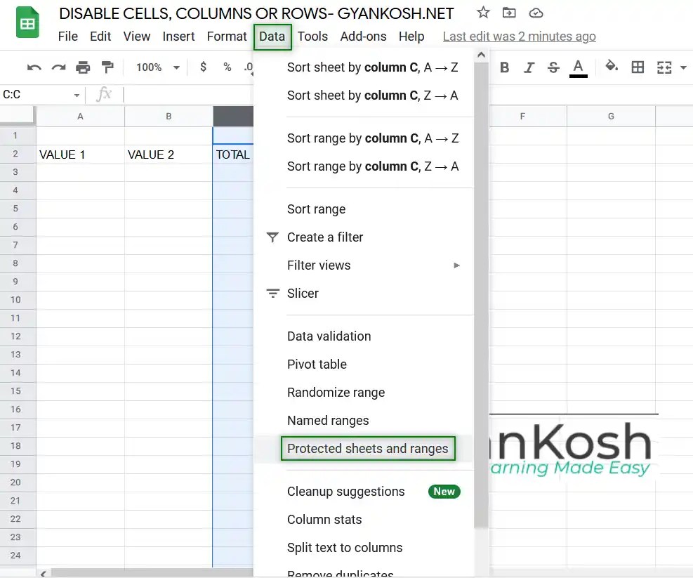 How to disable cell Editing in Google Sheets?