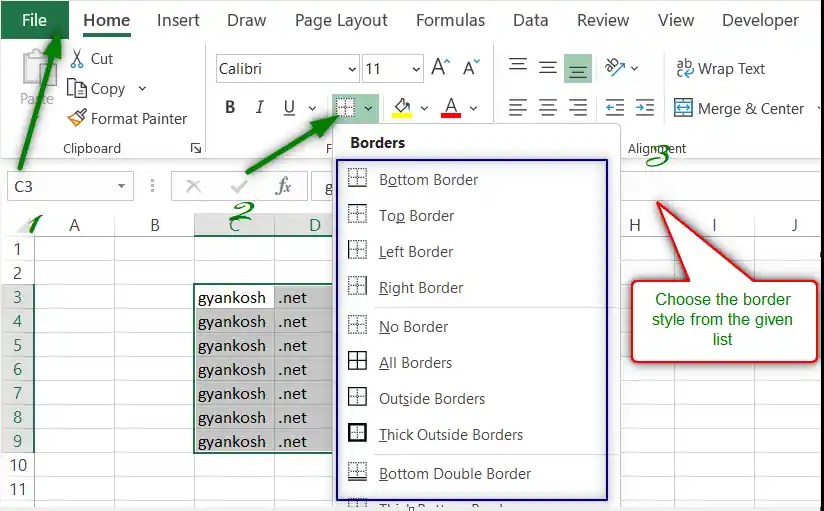 How to create a border in Excel? A step by step guide