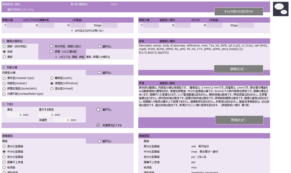 膵癌取扱い規約 病理診断を Excel を使ってやってみる