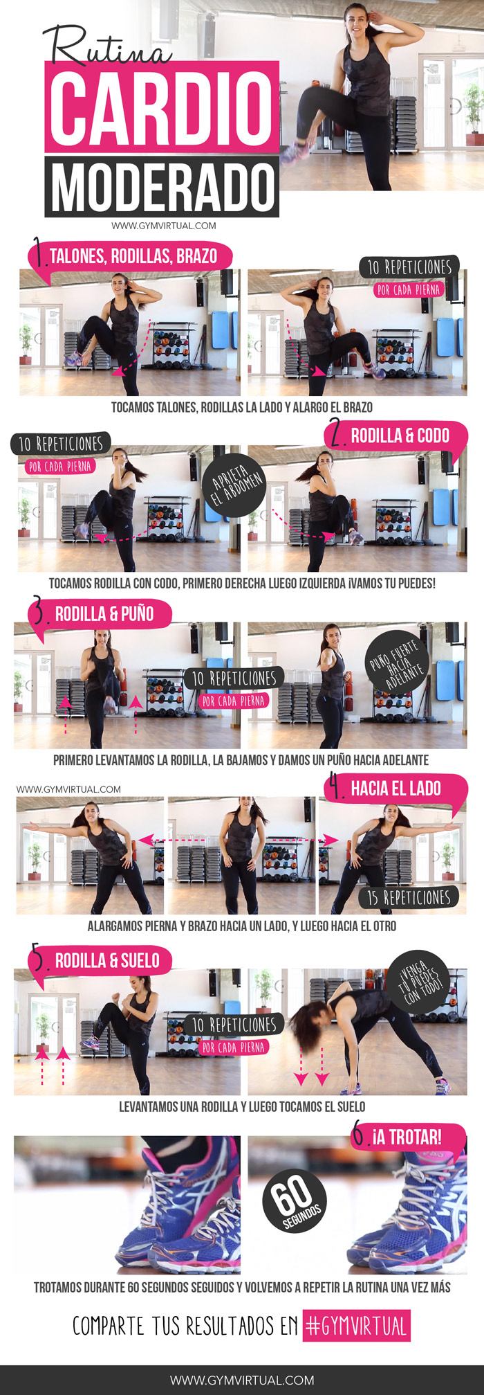 RUTINA DE CARDIO MODERADO PASO A PASO GYM VIRTUAL