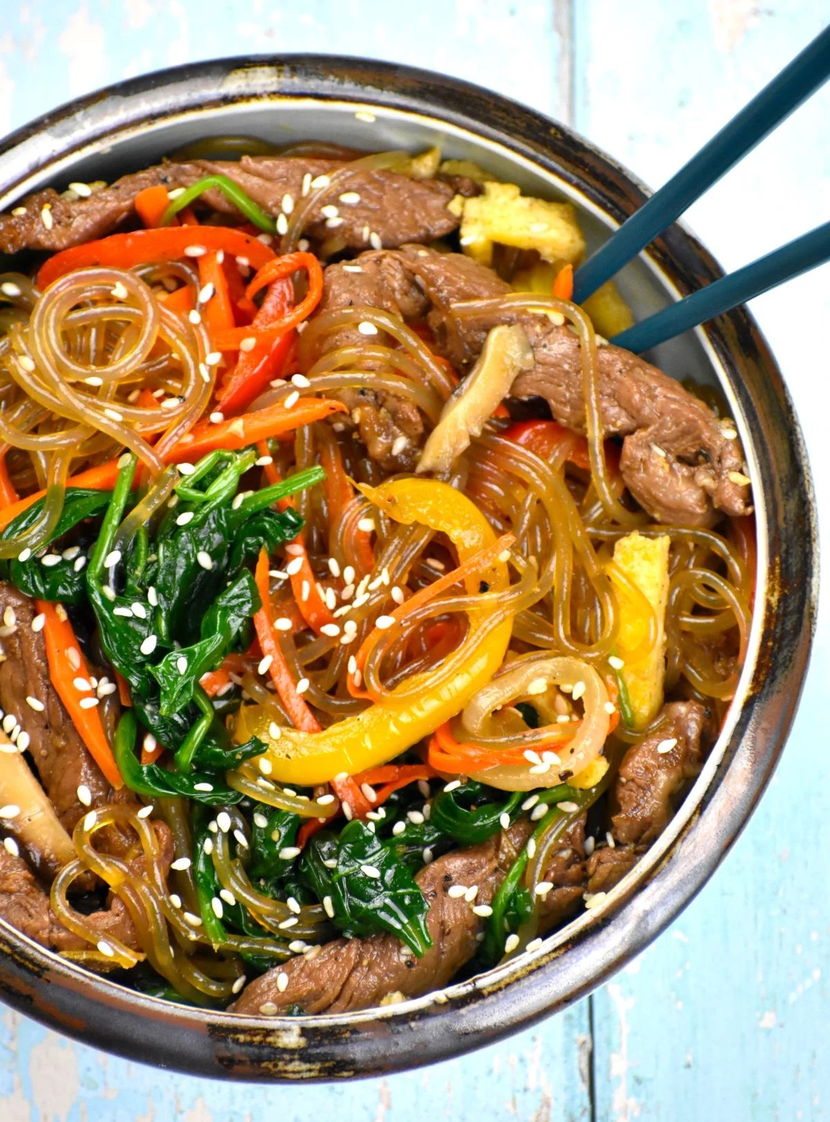 Japchae (Korean Glass Noodle Stir Fry) GypsyPlate
