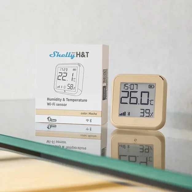 Shelly Plus H&T Gen3, mocha, temperature-/humidity sensor (Shelly_Plus