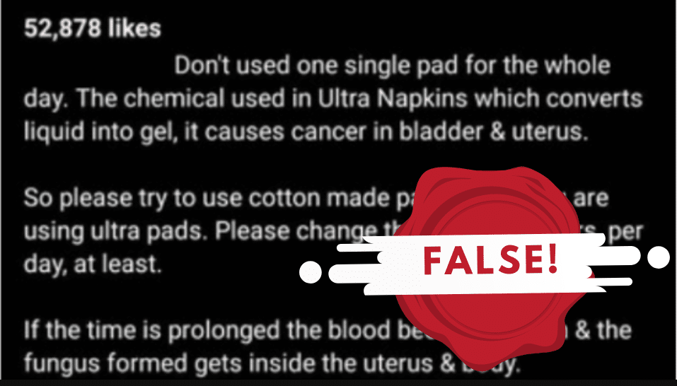 Post claiming sanitary pads cause cancer is false HealthLEADS