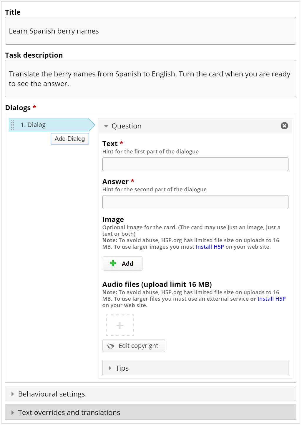 Dialog Cards Tutorial H5P