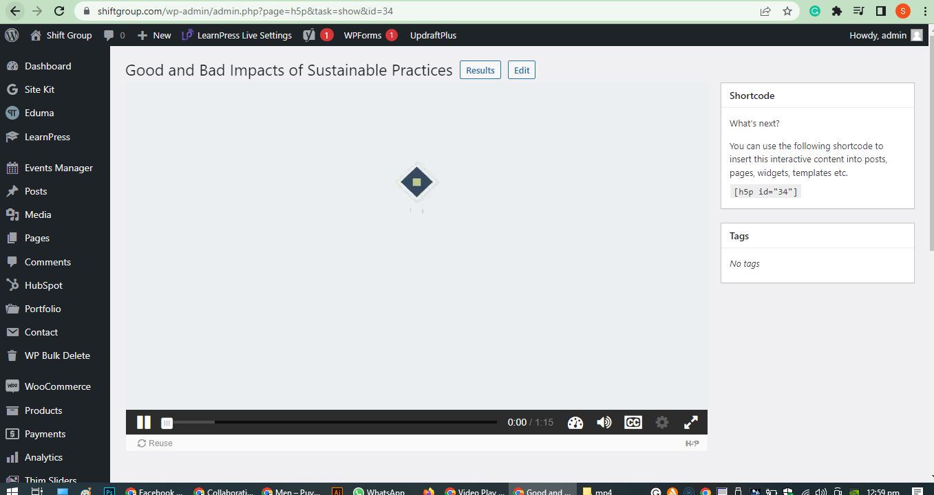Video Player not showing toolbar H5P