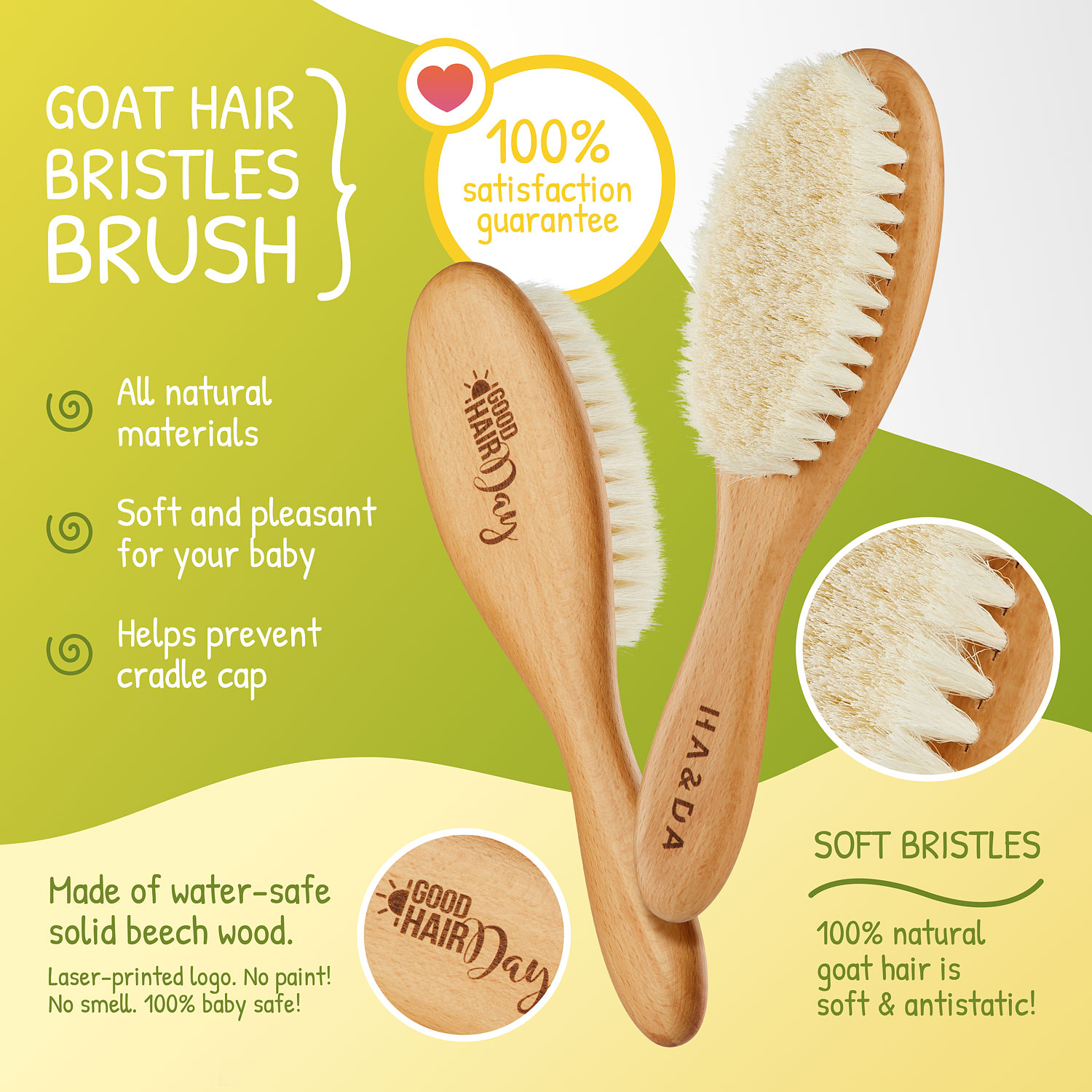 Baby Wooden Hair Brush HA&DA